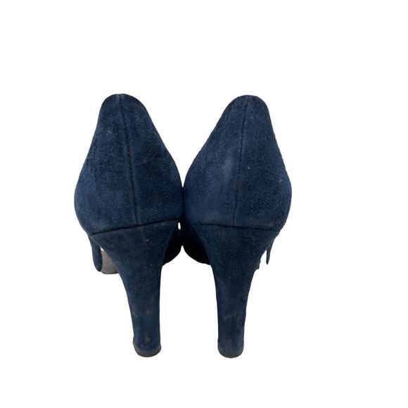 Diane von Furstenberg Pumps Womens 7 Classic Heels Navy Suede Round Toe DVF - Picture 6 of 9